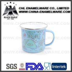 12oz Colorful Enamel Coffee Mug with Wrapped Around Logo